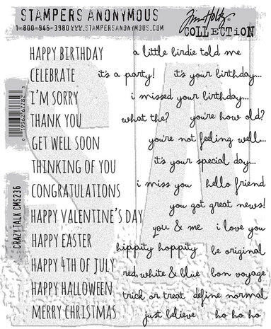 Stampers Anonymous Crazy Talk Tim Holtz Cling Stamps (CMS236)