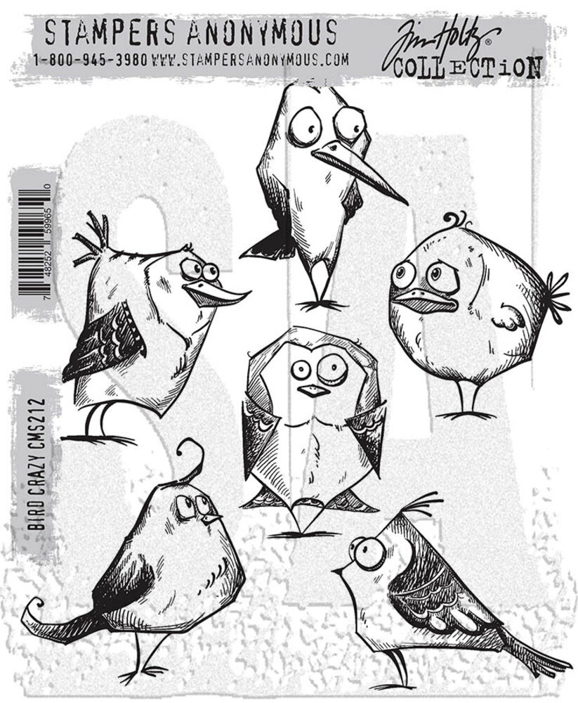 Stampers Anonymous Bird Crazy Tim Holtz Cling Stamps (CMS212)