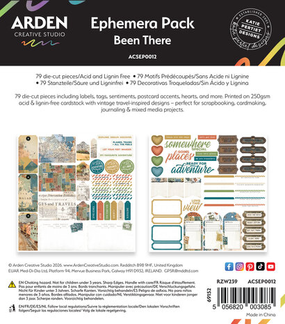 Arden Creative Studio Been There Ephemera Pack (79pcs) by Katie Pertiet (ACSEP0012) Arden Creative Studio Been There Ephemera Pack (79pcs) by Katie Pertiet (ACSEP0012)