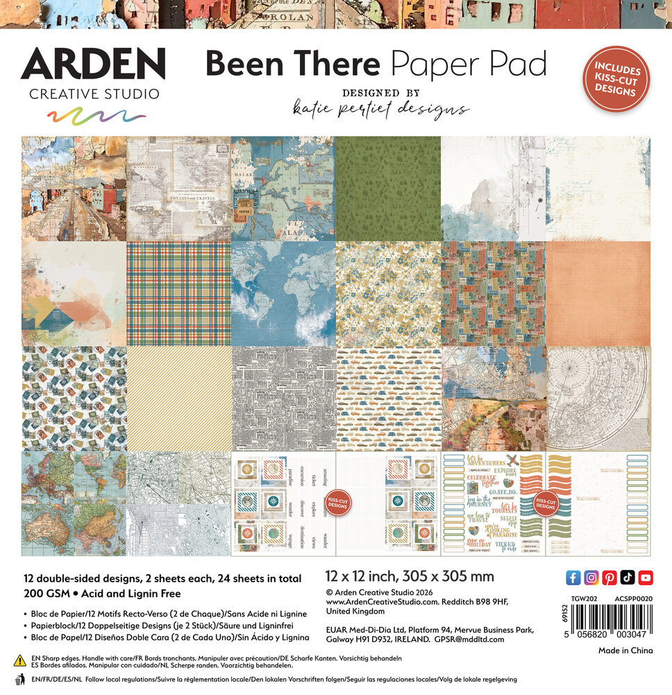 Arden Creative Studio Been There 12x12 Inch Paper Pad by Katie Pertiet (ACSPP0020) Arden Creative Studio Been There 12x12 Inch Paper Pad by Katie Pertiet (ACSPP0020)