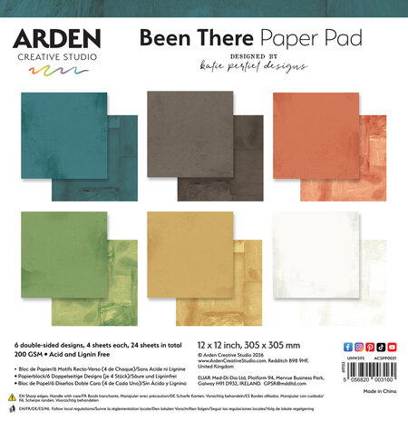 Arden Creative Studio Been There Solids 12x12 Inch Paper Pad by Katie Pertiet (ACSPP0021)