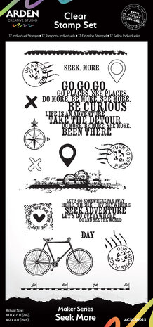 Arden Creative Studio Maker Series 4x8 Inch Clear Stamp Set Seek More by Katie Pertiet (ACSCS0025) Arden Creative Studio Maker Series 4x8 Inch Clear Stamp Set Seek More by Katie Pertiet (ACSCS0025)