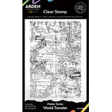 Arden Creative Studio Maker Series 4x6 Inch Background Stamp Set World Traveler by Katie Pertiet (ACSCS0028)
