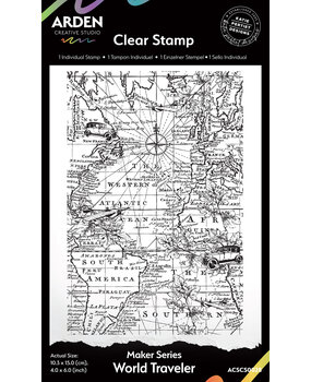 Arden Creative Studio Maker Series 4x6 Inch Background Stamp Set World Traveler by Katie Pertiet (ACSCS0028)