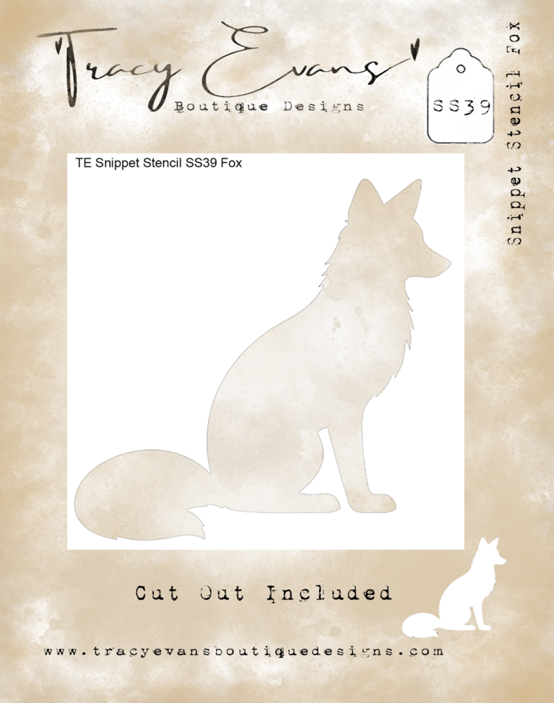 Tracy Evans Fox 4x4 Inch Snippet Stencil (SS039)