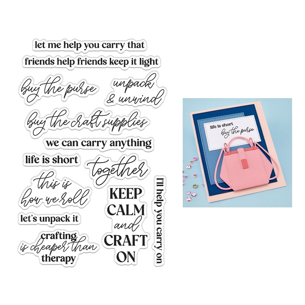 Hero Arts We All Have Baggage Clear Stamp Set Keep Calm Sentiments by Sheri Ballantyne (CM821)