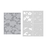 Hero Arts Tranquil Garden LetterPress + Foil Plate & Stencil Bundle Lotus Field (WB1196)