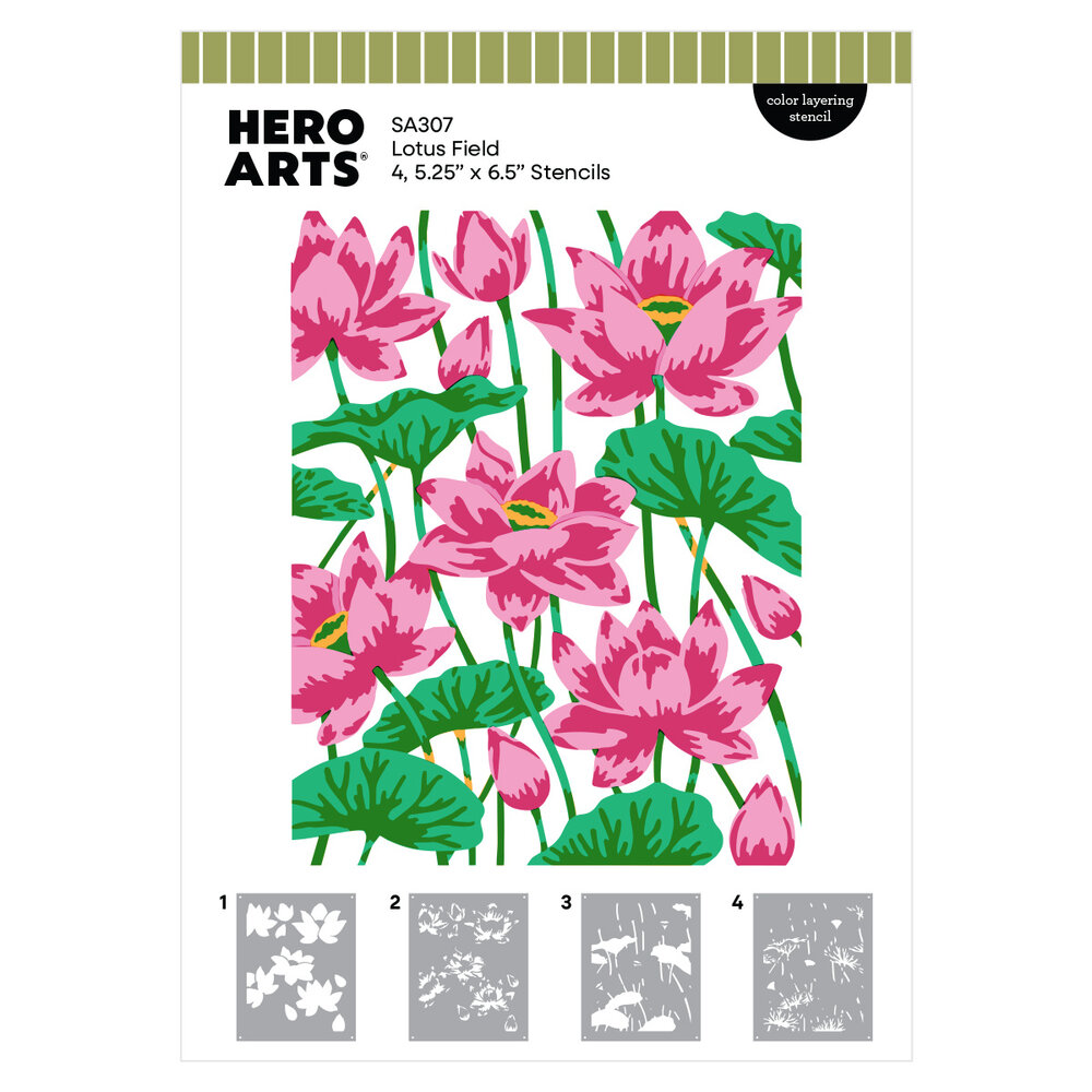 Hero Arts Tranquil Garden Layering Stencil Set Lotus Field (SA307)