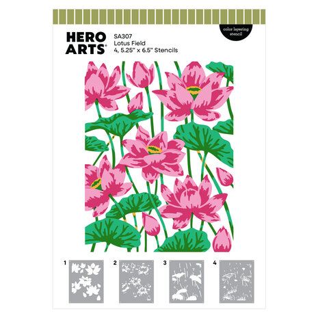 Hero Arts Tranquil Garden Layering Stencil Set Lotus Field (SA307)