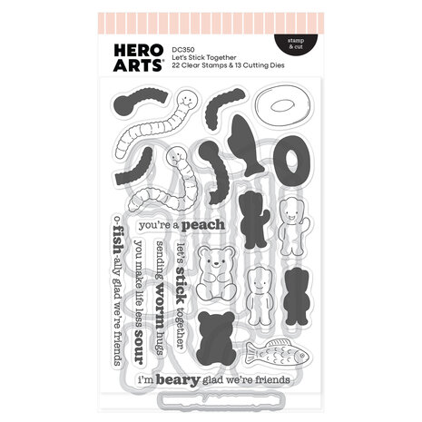 Hero Arts Beary Sweet Stamp & Cut Let's Stick Together (DC350)