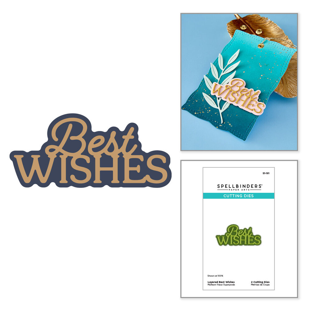 Spellbinders Essentially Yours Sentiments Etched Dies Layered Best Wishes (S1-181)