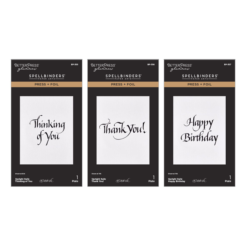 Spellbinders Upright Italic Everyday Sentiments Press + Foil Bundle by Paul Antonio (BD-1065)