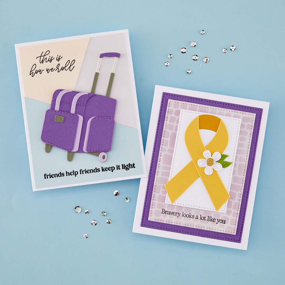 Spellbinders We All Have Baggage Etched Dies Rolling Craft Tote by Sheri Ballantyne (S5-714)