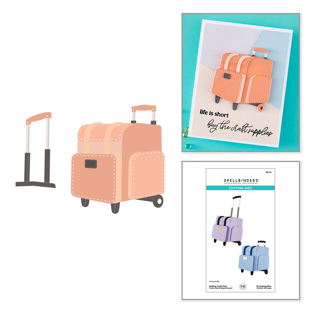 Spellbinders We All Have Baggage Etched Dies Rolling Craft Tote by Sheri Ballantyne (S5-714)