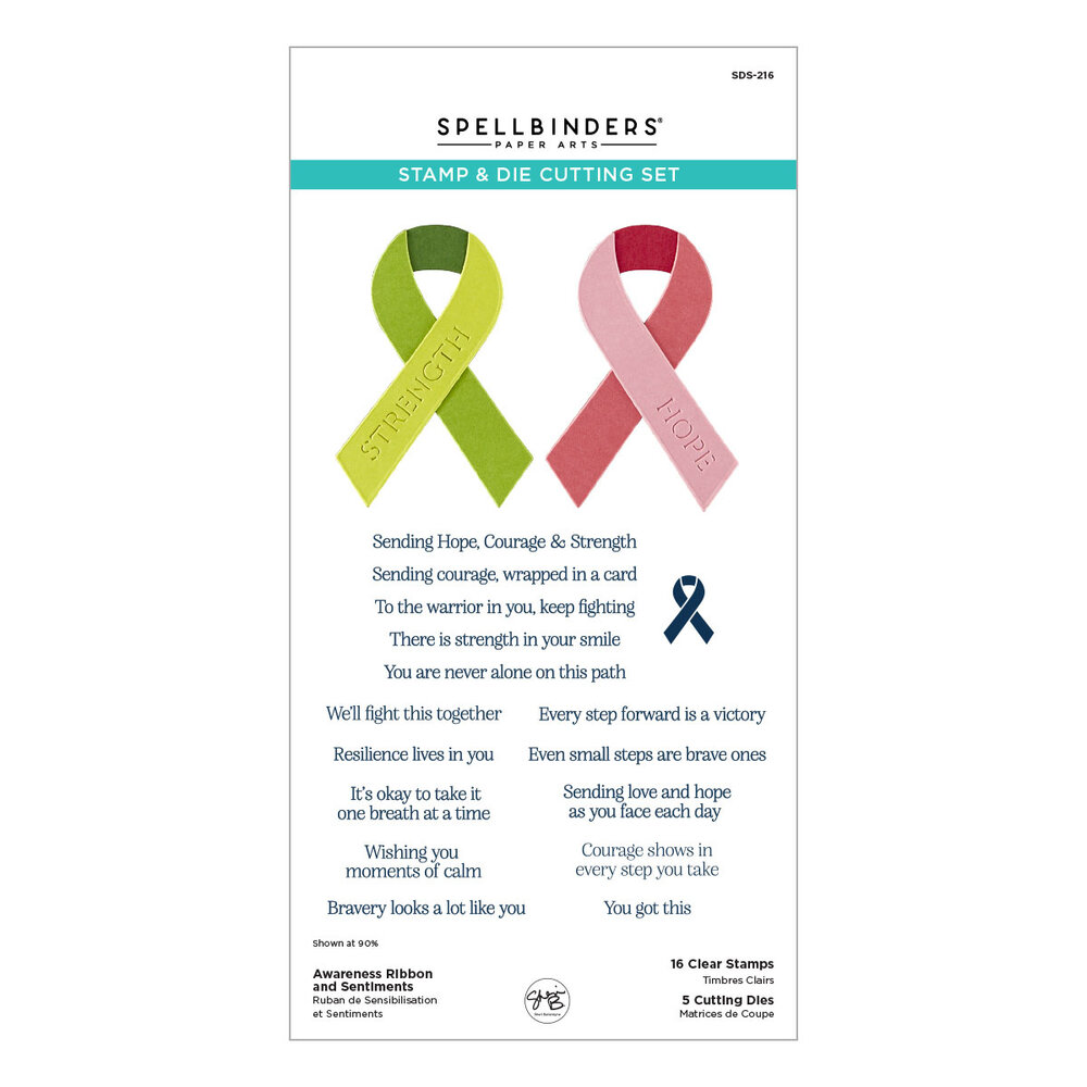 Spellbinders We All Have Baggage Stamp & Die Set Awareness Ribbon and Sentiments by Sheri Ballantyne (SDS-216)