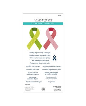 Spellbinders We All Have Baggage Stamp & Die Set Awareness Ribbon and Sentiments by Sheri Ballantyne (SDS-216)