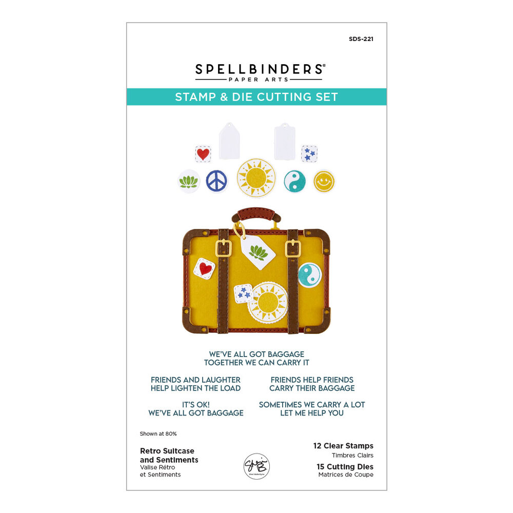 Spellbinders We All Have Baggage Stamp & Die Set Retro Suitcase and Sentiments by Sheri Ballantyne (SDS-221)