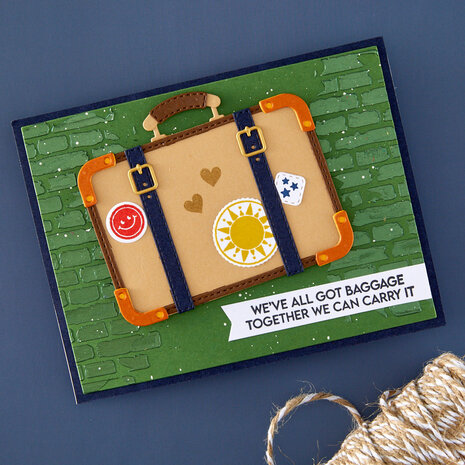Spellbinders We All Have Baggage Stamp & Die Set Retro Suitcase and Sentiments by Sheri Ballantyne (SDS-221)