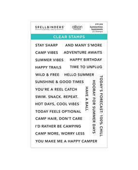 Spellbinders Summer Camp Clear Stamp Set Summertime Sentiments by Allison Frazier (STP-269)