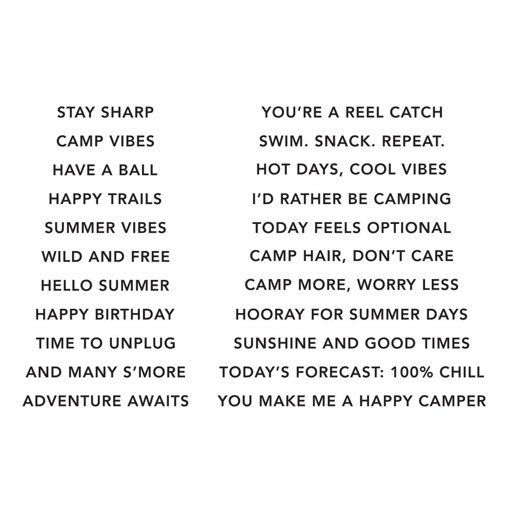Spellbinders Summer Camp Clear Stamp Set Summertime Sentiments by Allison Frazier (STP-269)