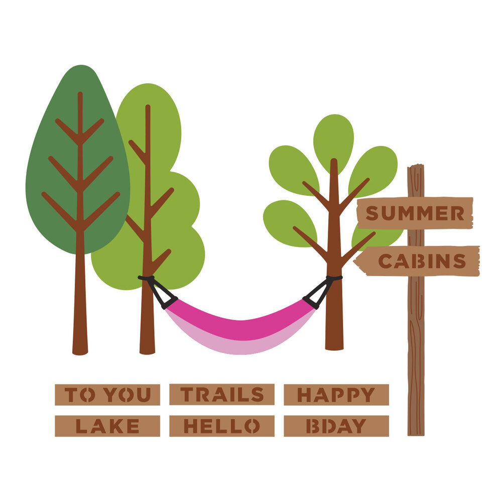 Spellbinders Summer Camp Etched Dies Trails End by Allison Frazier (S5-739)