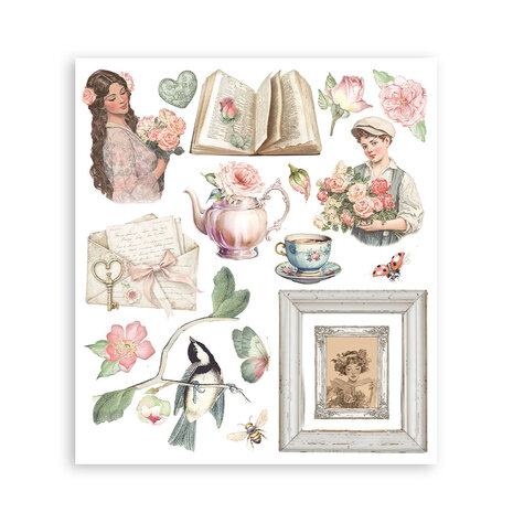 Stamperia House of Roses Rub-On 20,5x23cm Assortment (6pcs) (DFLRBXG06)