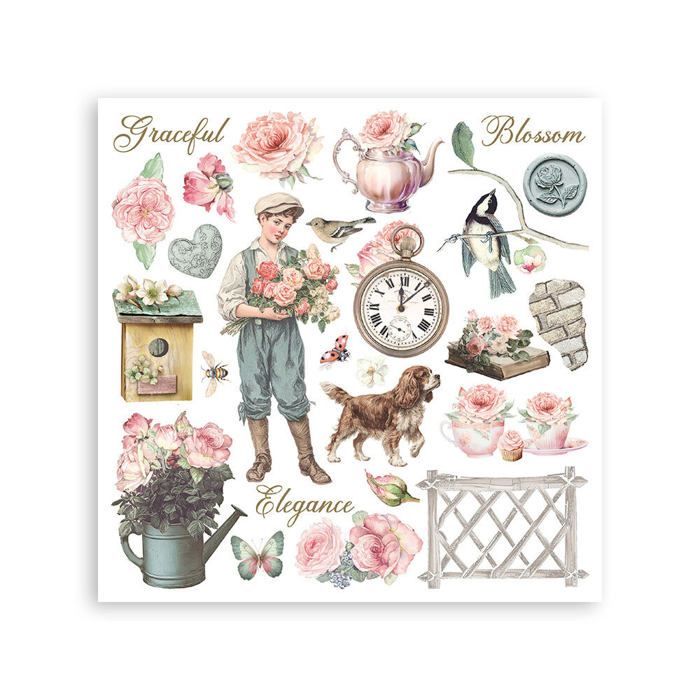 Stamperia House of Roses Rub-On 15,5x15,5cm Assortment (6pcs) (DFLRBX13)