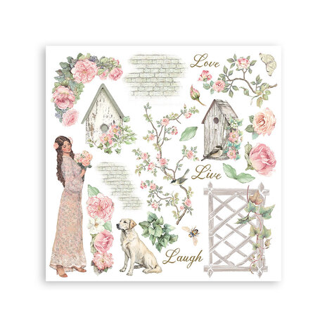 Stamperia House of Roses Rub-On 15,5x15,5cm Assortment (6pcs) (DFLRBX13)