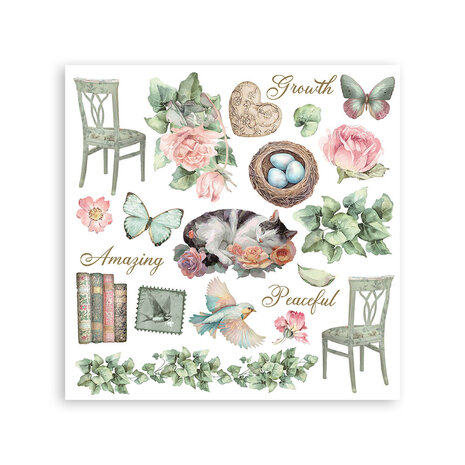 Stamperia House of Roses Rub-On 15,5x15,5cm Assortment (6pcs) (DFLRBX13)