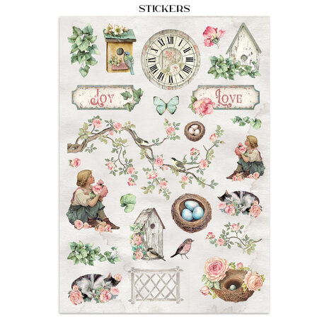 Stamperia House of Roses Junk Journal Stickers, Backgrounds, Cut-Outs (SBJK19)