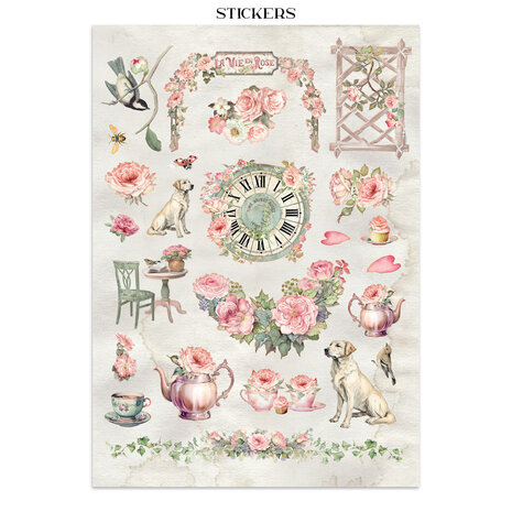 Stamperia House of Roses Junk Journal Stickers, Backgrounds, Cut-Outs (SBJK19)