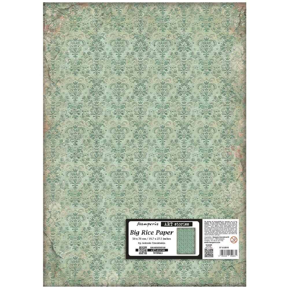 Stamperia Art Stories 50x70cm Big Rice Paper Green Tapestry by Antonis Tzanidakis (DFSAJB008)