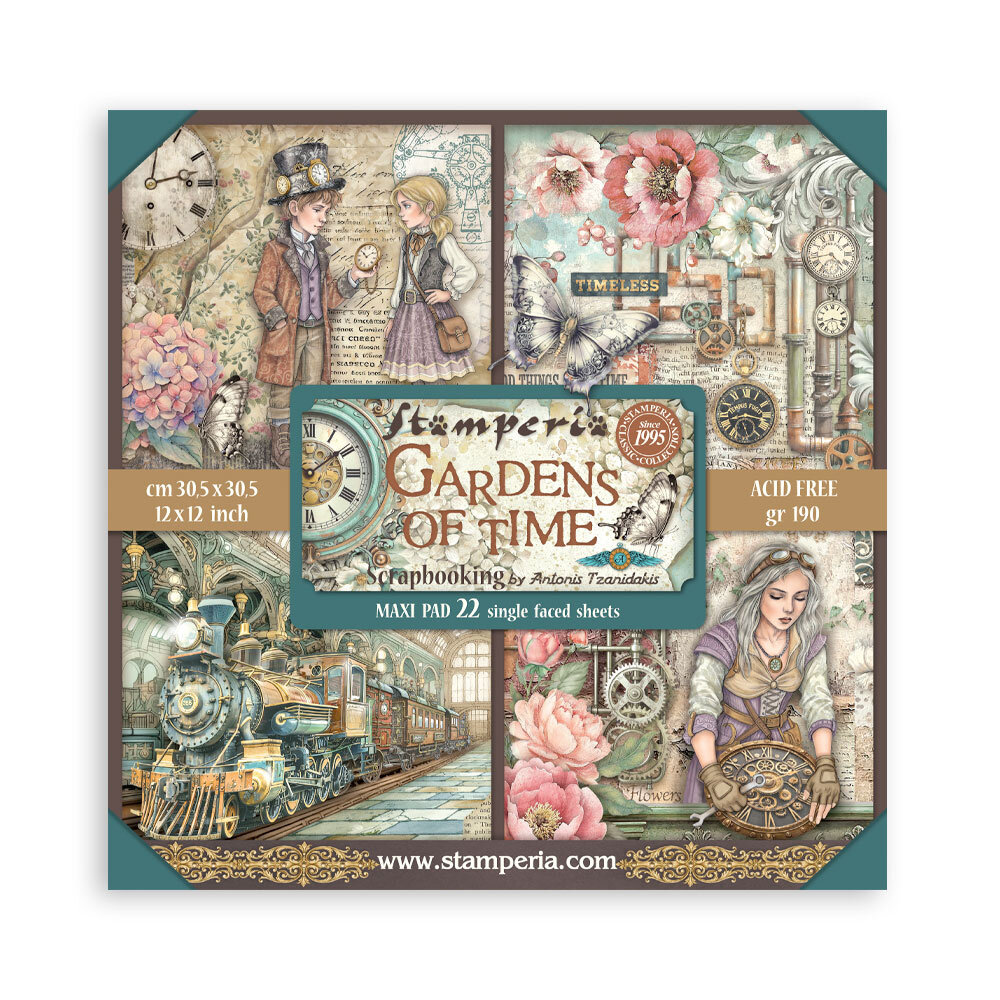 Stamperia Gardens of Time 12x12 Inch Paper Pack Maxi (Single Face) by Antonis Tzanidakis (SBBXLB36) Stamperia Gardens of Time 12x12 Inch Paper Pack Maxi (Single Face) by Antonis Tzanidakis (SBBXLB36)