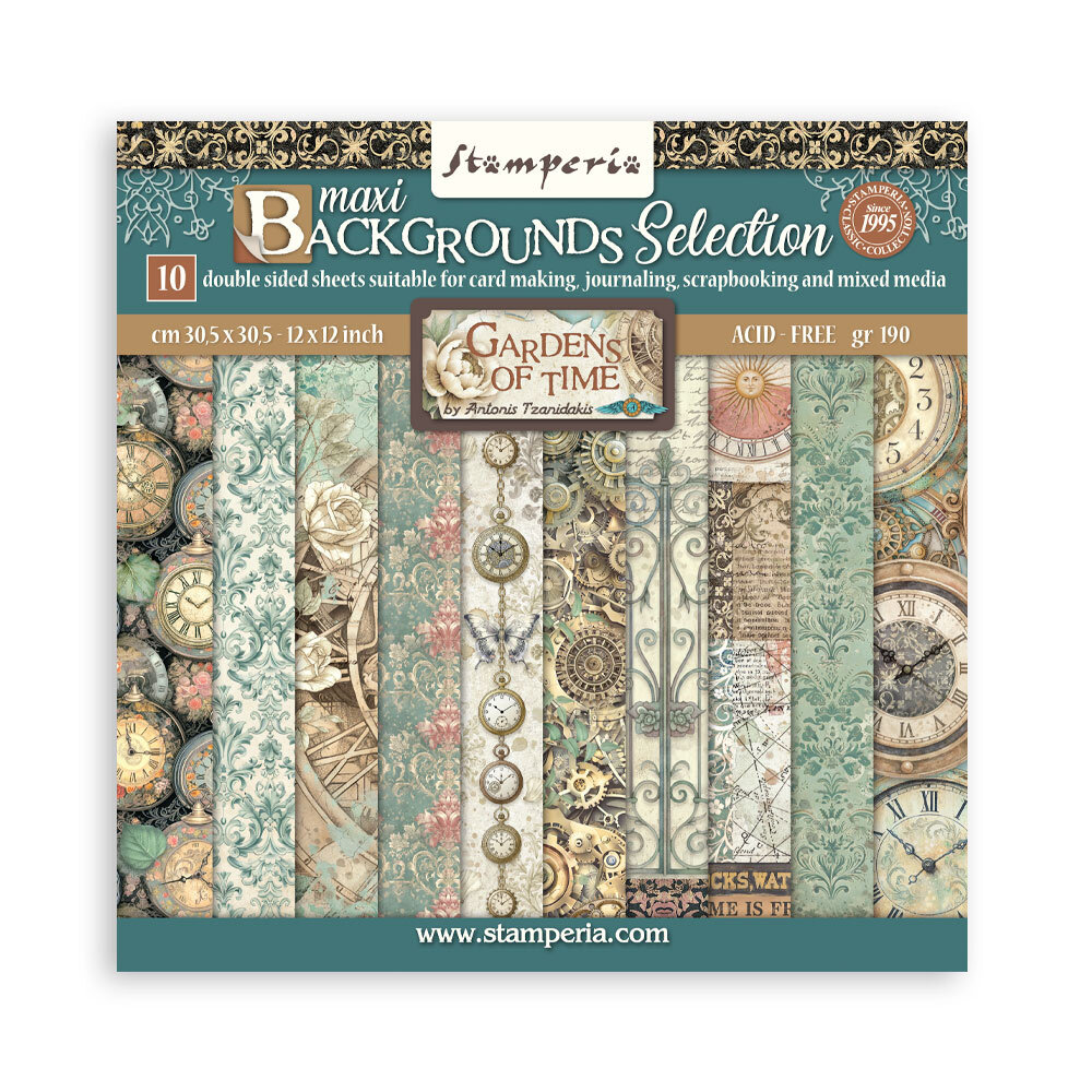 Stamperia Gardens of Time 12x12 Inch Paper Pack Maxi Background Selection by Antonis Tzanidakis (SBBL186) Stamperia Gardens of Time 12x12 Inch Paper Pack Maxi Background Selection by Antonis Tzanidakis (SBBL186)