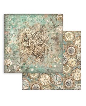 Stamperia Gardens of Time 12x12 Inch Paper Sheet Clock and Roses (10pcs) by Antonis Tzanidakis (SBB1140)