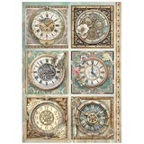 Stamperia Gardens of Time A4 Rice Paper 6 Clocks (6pcs) by Antonis Tzanidakis (DFSA41111)