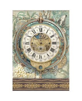 Stamperia Gardens of Time A4 Rice Paper Big Clock (6pcs) by Antonis Tzanidakis (DFSA41114)