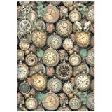 Stamperia Gardens of Time A4 Rice Paper Clock Pattern (6pcs) by Antonis Tzanidakis (DFSA41116)