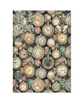 Stamperia Gardens of Time A4 Rice Paper Clock Pattern (6pcs) by Antonis Tzanidakis (DFSA41116)