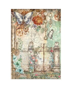 Stamperia Gardens of Time A4 Rice Paper Gate and Butterfly (6pcs) by Antonis Tzanidakis (DFSA41115)