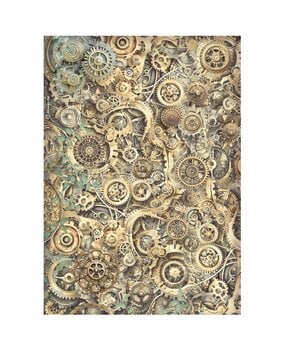 Stamperia Gardens of Time A4 Rice Paper Gears Pattern (6pcs) by Antonis Tzanidakis (DFSA41113)