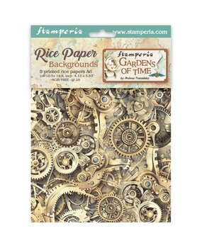 Stamperia Gardens of Time A6 Rice Paper Backgrounds Selection (8pcs) by Antonis Tzanidakis (DFSAK6053)