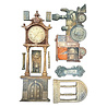 Stamperia Gardens of Time A5 Silicon Mould Train and Longcase Clock by Antonis Tzanidakis (KACMA609)