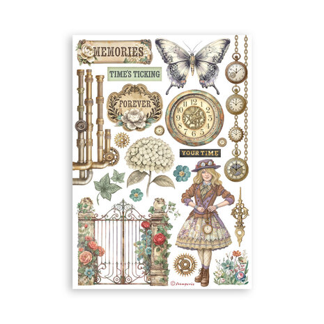 Stamperia Gardens of Time A5 Washi Pad (8pcs) by Antonis Tzanidakis (SBW32)