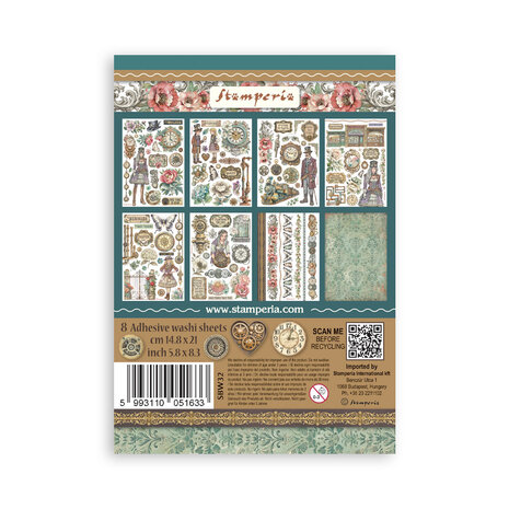 Stamperia Gardens of Time A5 Washi Pad (8pcs) by Antonis Tzanidakis (SBW32)