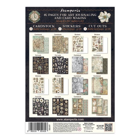 Stamperia Gardens of Time Junk Journal Stickers, Backgrounds, Cut-Outs by Antonis Tzanidakis (SBJK17)