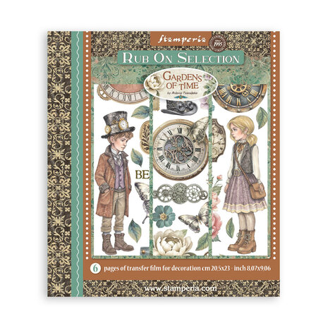 Stamperia Gardens of Time Rub-On 20,5x23cm Assortment (6pcs) by Antonis Tzanidakis (DFLRBXG04)