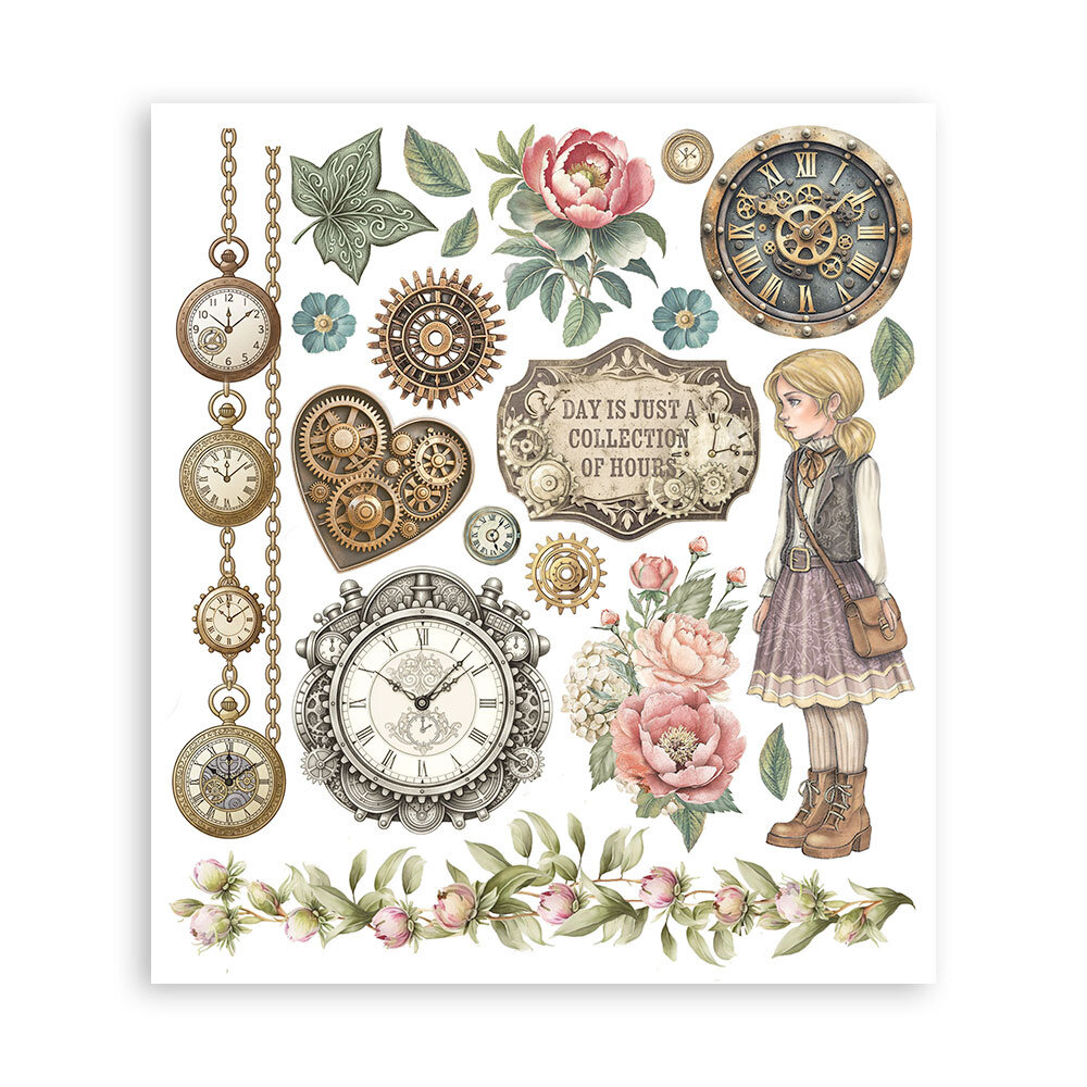 Stamperia Gardens of Time Rub-On 20,5x23cm Assortment (6pcs) by Antonis Tzanidakis (DFLRBXG04)