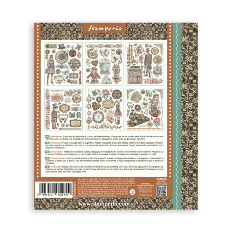 Stamperia Gardens of Time Rub-On 20,5x23cm Assortment (6pcs) by Antonis Tzanidakis (DFLRBXG04)