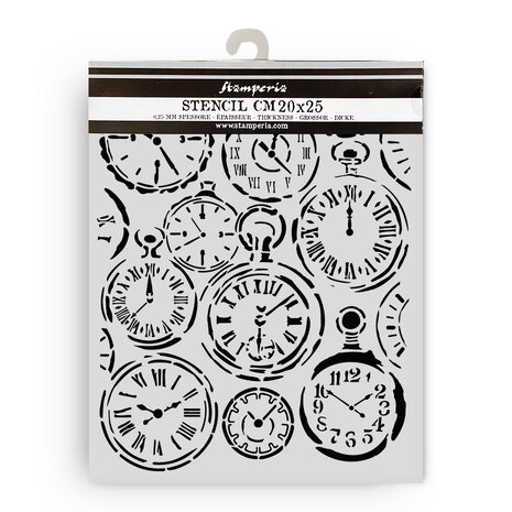 Stamperia Gardens of Time Thick Stencil 20x25cm Mixed Clocks by Antonis Tzanidakis (KSTD203)